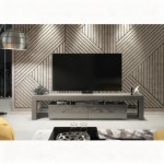 Meja TV 200 cm – Pintu Mengkilap Abu-abu Tua